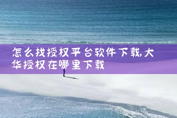 怎么找授权平台软件下载